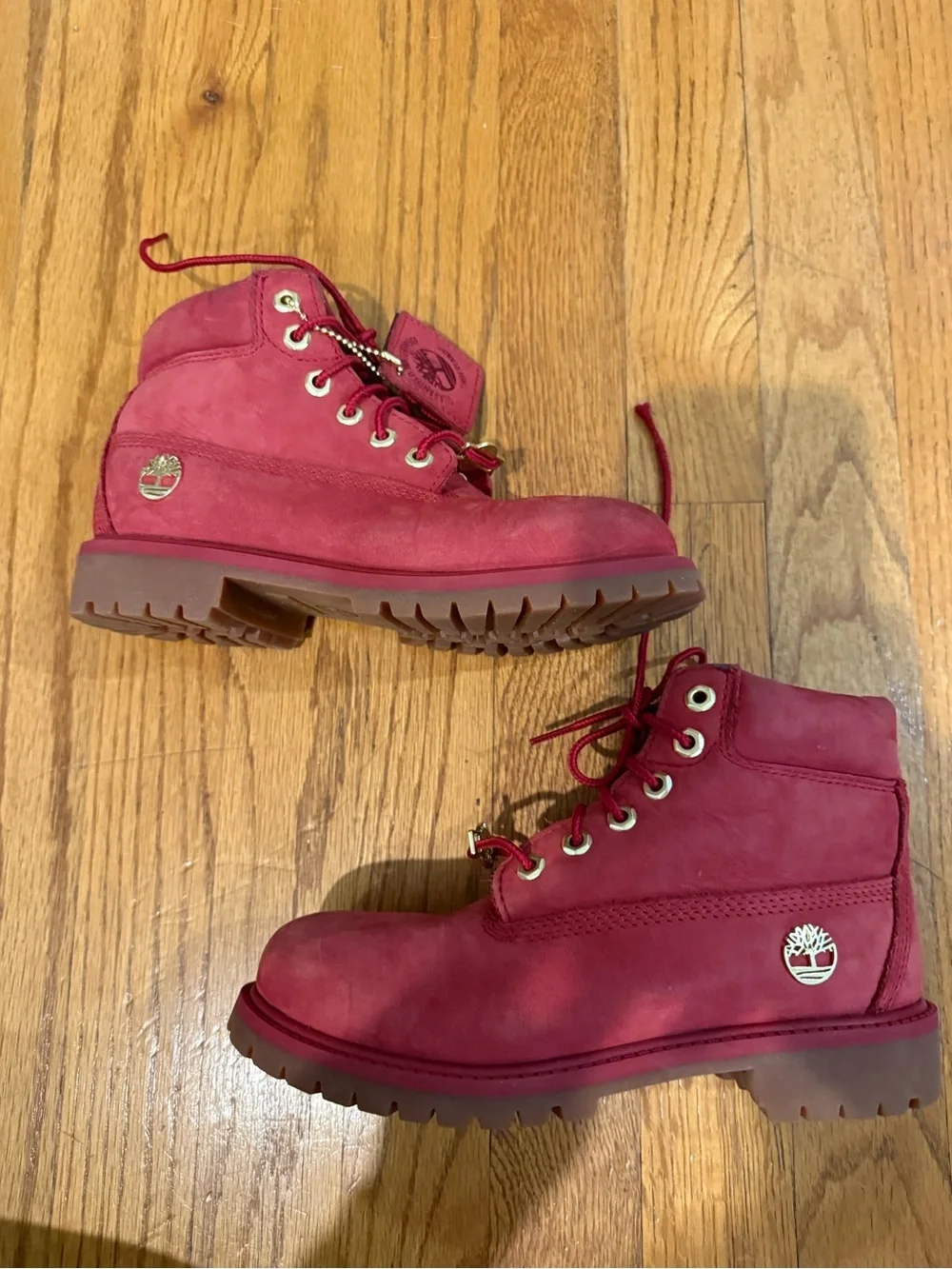 Timberland Kids Red Lace-Up Waterproof Boots